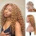 BLY Light Brown Colored 10A Human Hair Lace Front Wigs for Women 13x4 HD Transparent Pre Plucked Deep Wave Curly Wigs 180% Density #27 Brown Wig 18 Inch 18 Inch 13x4 Brown Color
