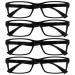 The Reading Glasses Company Black Readers Value 4 Pack Men Women UVR4092BK +2.00 Black 4 Pack - Clear Lens +2.00 Diopters