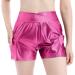 Women's Sparkly Cross V-Front Dance Shorts | High Waist Yoga Gym Rave Party Shorts with Pockets - Hot Pink (Large) - Buy Online on GoSupps.com