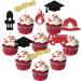 kreat4joy 24pcs Firefighter Graduation Cupcake Toppers Glittering Firefighter Congrats Grad Party Decorations Fire Truck Cupcake Toppers for Firefighter Retirement Party Decorations