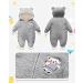Vine Baby Hooded Fleece Romper Snowsuit - Grey, 3-6 Months | Infant Footed Jumpsuit Outfit - Buy Online on GoSupps.com