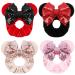 4Pcs Hair Scrunchies Mouse Ears Bows Scrunchies Sequin Bows Velvet Elastic Rubber Hair Ties Rope Ponytail Holder Hair Accessories Cute Headband Sparkle Bow Hair Bands for Women Girls