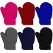 URATOT 6 Toddler Knitted Mittens Magic Stretch Gloves Winter Warm Knitted Soft Baby Mittens 5-8 Years Black grey navy jujube Red royal Blue hot Pink