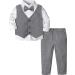 mintgreen Baby Boys Wedding Suits 3pcs Herringbone Tweed Outfit Christening Clothes Set Shirt + Waistcoat + Trousers + Bow Tie 1-4 Years 12-18 Months Darkgray