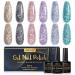 INPING Glitter Gel Nail Polish 6 Colours Sparkly UV Gel Nail Polish Set Shiny Black Gold Purple Pink Blue Green Dazzling Diamond Nail Varnish Soak Off UV LED for Women DIY Nail Art Salon 8ml