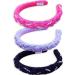 FROG SAC 3 Pearl Headbands for Girls Satin Braided Head Bands for Kids Cute Fashion Girl Braid Hair Accessories Hard Headband Pack for Children Black Purple Pink Hairbands with Pearls