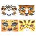 Animal Face Sticker Leopard Tiger Lion Giraffe Floral Festival Body Paint Decoration Stickers for Halloween Stage Performance Face Stickers 4sheets