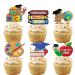 18pcs Glitter Drawing Block Dessert Cupcake Topper Congrats Kindergarten Grad Theme Decorations 2024 Preschool Graduation Party Decor Supplies