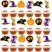 iUgeeo 24 pcs Halloween Cupcake Toppers Pumpkin Ghost Skeleton Witch Hat Grim Reaper Halloween Party Cake Topper Muffin Decoration Party Supply Orange&black