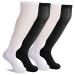 Athlemo 4 Pack Men Bamboo Daibetic Socks Over Knee Non-Binding Circulation Cushioned Socks Black/White(4 Pairs) 10-13