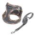 Doramio dog harness Small dogs with a leash step-in dishes reflective breathable breathable breastware ant pull safety harness cat dishes for small dogs cats (gray s) s gray