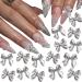 Nayyana 50 pieces of arch-nail charms 3D-silver-nail charms 2 types of alloy straps loop nail arch charms nail stones for nail art DIY craft decoration