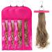 3PCS Extra Long Wig Storage Bag with Wooden Hanger Hair Extension Storage Bag with Hanger Portable Dust-proof Portable Suit with Transparent Zip Up for Hairpiece (Rose) 3 PCS Extra Long Rose