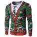 GXLONG Mens Ugly Christmas Crewneck Sweatshirt Xmas Funny 3D Print Fake Pullover Sweater Slim Fit Long Sleeve Pullover Shirt XX-Large Green