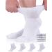 Doctor's Select Bamboo Diabetic Socks Women & Men - 4 Pairs Ankle Neuropathy Socks | Diabetic Socks for Women Size 6-9 | 9-11 Large White - 4 Pairs