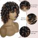 KEAT Short Big Curly Kinky Wig for Black Women | Afro Wavy Synthetic Wig with Bangs for African American Women | K002 Black/Brown Highlights - Buy Online on GoSupps.com