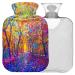 Naanle hot water bottle with lid oil painting autumn transparent hot water bottle heat bottle for back pain relief handfoot warmer neck warmth and cold therapy 2l