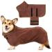 Microfiber dog bathrobe bathing towel dog bemper extra absorbent fast drying dog bempering dog towel with adjustable straps for large means and small dogs (brown-s) small