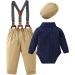 ZOEREA Baby Boy Gentleman Outfit Set | Romper Jumpsuit with Bow Tie and Suspender Pants | Infant Wedding Suit | Dark Blue (6-12 Months) - Buy Online on GoSupps.com