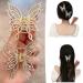 Medium Hair Claw Clip  2PCS Non Slip Hair Clamp Butterfly Style Rhinestone Pearl Decor Barrettes for Thin Thick Hair fishtail claw