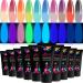 Astound Beauty Poly Nail Gel Kit with 10 Color Change and Glow in the Dark Gel - Poly Nail Gel Color Refill Kit