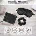 3pcs Silk Sleeping Mask Set for Girls - Black Eye Patch Hair Scrunchies & Storage Bag - Travel Accessories - Buy Online on GoSupps.com