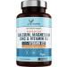 Calcium Magnesium Zinc and Vitamin D Plus Vitamin K2 MK-7 Tablets - Osteo Supplement - 180 Vegan Tablets not Capsules - Made in the UK by YrHealth