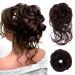 Hair Bun Extensions Hairpiece Hair Rubber Scrunchies Curly Messy Bun Wavy Curly Hair Wrap Ponytail Chignons Bridal Hairstyle Voluminous Wavy Messy Bun Updo Hair Pieces with Hair Rope and Hairpin Brown Hair Ring With Braid - Brown