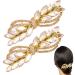 HINZIC 2PCS Gold Rhinestone Hair Barrettes Sparkly Crystal Hair Clips Bridal Hair Barrettes Decorative Wedding Hair Accessories for Women Girls Bride