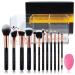 Oscar Charles Professional Radiance Makeup Brush Set with Beauty Sponge and Brush Holder (Rose Gold)
