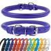 Collardirect round leather dog collar softly padded rolled handmade real leather collar for dog puppy cat small big black pink red purple blue purple 30-35 cm