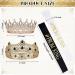 Gold King Crown Tiara Set for Prom Queen & King | 4 Piece AB Diamond Rhinestone Crowns with Satin Sash | Wedding Accessories - Buy Online on GoSupps.com