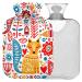 Naanle hot hot water bottle with reference tribal floral fox transparent hot water bottle heat bottle for back pain relief hand feet warmer neck hot and cold therapy 2l