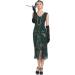 Kayamiya Women's 1920s Flapper Dress Sequin Fringed Paisley V-Neck Great Gatsby Costume Green - Medium - Buy Online on GoSupps.com