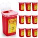 1 Quart Sharps Container Sharps Disposal Containers for Home Use Small Needle Sharps Container Flip Top Portable Container for Office Tattoo Parlors Barbershop Travel  6 x 4 x 3  Red (10 Pcs)