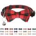 BANMODER Cat Collar Breakaway with Cute Bow Tie and Bell,Personalized Cute Plaid & Flower Patterns,1 or 2 Pack Gift for Adjustable Kitten Safety Collars Red