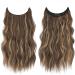 FESHFEN Invisible Wire Hair Extensions - 16 Long Wavy Synthetic Hairpieces for Women - Adjustable Size with Clips - Honey Blonde/Light Brown - Buy Online on GoSupps.com