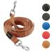 Vitazoo dog leash - 3mx2.5cm - nylon -graphite leash leash with carabiners for small medium -sized and large dogs - adjustable guide lines with 4 different lengths in brown for your dog 3m brown