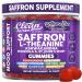 AuraZen Mood Support Saffron Gummies L-Theanine Ashwagandha Rhodiola St John's Wort Lions Mane GABA Vitamin D Magnesium Supplement | Calm Vegan Plant-Based Herbal Gummy by Clean Nutra