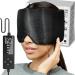 CHEROO Heated Eye Mask with Extra Large Size for Dry Eyes Silk Like Face Heating Pad for Sinus Pressure Relief TMJ Disorder Migraine Tension Headache Relief- 3 Heat & 5 Timing Settings Black