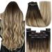 Youngsee real hair Extensions clip balayage 30 cm clip in extensions real hair smooth dark brown ombre light blonde clip in extensions balayage blonde extend clip in balayage short 80g #2/6/24 30 cm (7PCs) 1-clip-2- #2/6/24