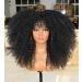 Sweece Long Curly Afro Wig With Bangs for Black Women Afro Bomb Kinky Curly Hair Wig Full and Soft Synthetic Wigs 18 Inch(Black) 17 Inch Black