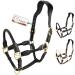Esposita Seilhafter Ranch Halfter for Horses made of leather and rope with stainless brass fittings also ideal halter for riding than bite -free bridle or hiking straps black size.Full / WB Full / WB black