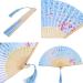 2 Pieces Folding Fans Handheld Fans Bamboo Fans with Tassel Women's Hollowed Bamboo Hand Holding Fans for Wall Decoration Gifts (Pink Peach Blossom and Blue Cherry Pattern) Blue Pink - Buy Online on GoSupps.com