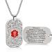 Customize Medical Alert Necklace Dog Tag with laser Engraving Personalized Emergency Identification Stainless steel ID Necklace medic life alert Jewelry for Men Women Red