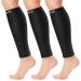 CAMBIVO 3 Pairs Calf Compression Sleeves for Men and Women, Varicose Vein Treatment for Leg Pain Relief, Leg Brace for Shin Splint Support, Footless Compression Socks for Running, Football, Nurses, Pregnancy(Pure Black, Large-X-Large) Pure Black Large-X-L