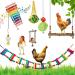 FANFX 7 Packs s Chicken Toys Set , Chicken Xylophone Toys for Hens, Chicken Bridge Swing Toys, Chicken Mirror Toys ,Chicken Pecking Toys and Vegetable Hanging Feeder for Chicken Coop
