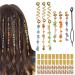 47Pcs Hair Jewelry for Braids  hoyuwak Natural Colored Crystal Stone Hair Braid Accessories Metal Hair Charms Gold Loc Dreadlock Hair Spirals Cuffs Rings for Women Girls Hairstyle Decoration