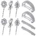 Chunyin 10 Pieces Rhinestone Bobby Pins Silver Hair Metal Bling Barrettes Small Semicircle Decorative Spring Grip Clips Crystal Ponytail Holder Wedding Accessories for Women Girl  Piece Set