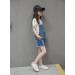 KidscOOL SPACE Little Girl Big Ripped Denim Shortalls, Light Blue, Size 14-15 Years - 2055 - Buy Online on GoSupps.com